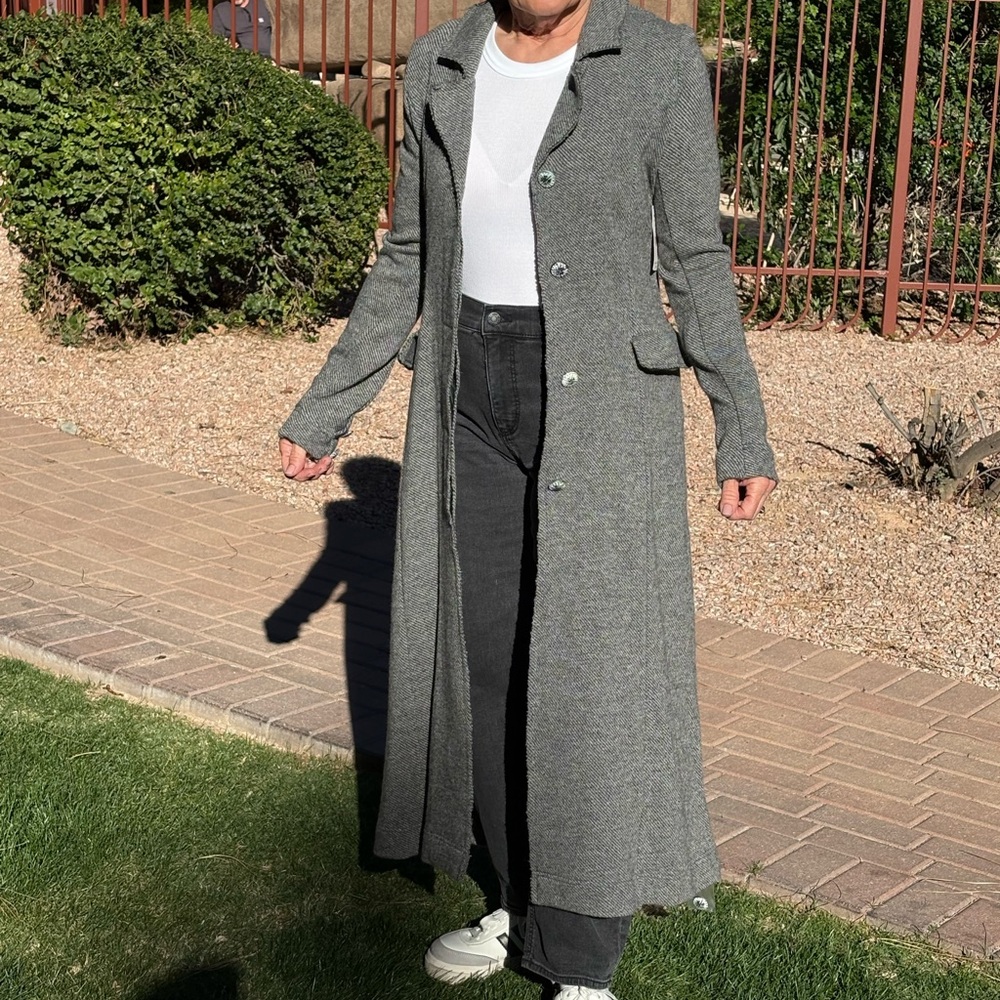 Free People Salt and Pepper Herringbone Coat